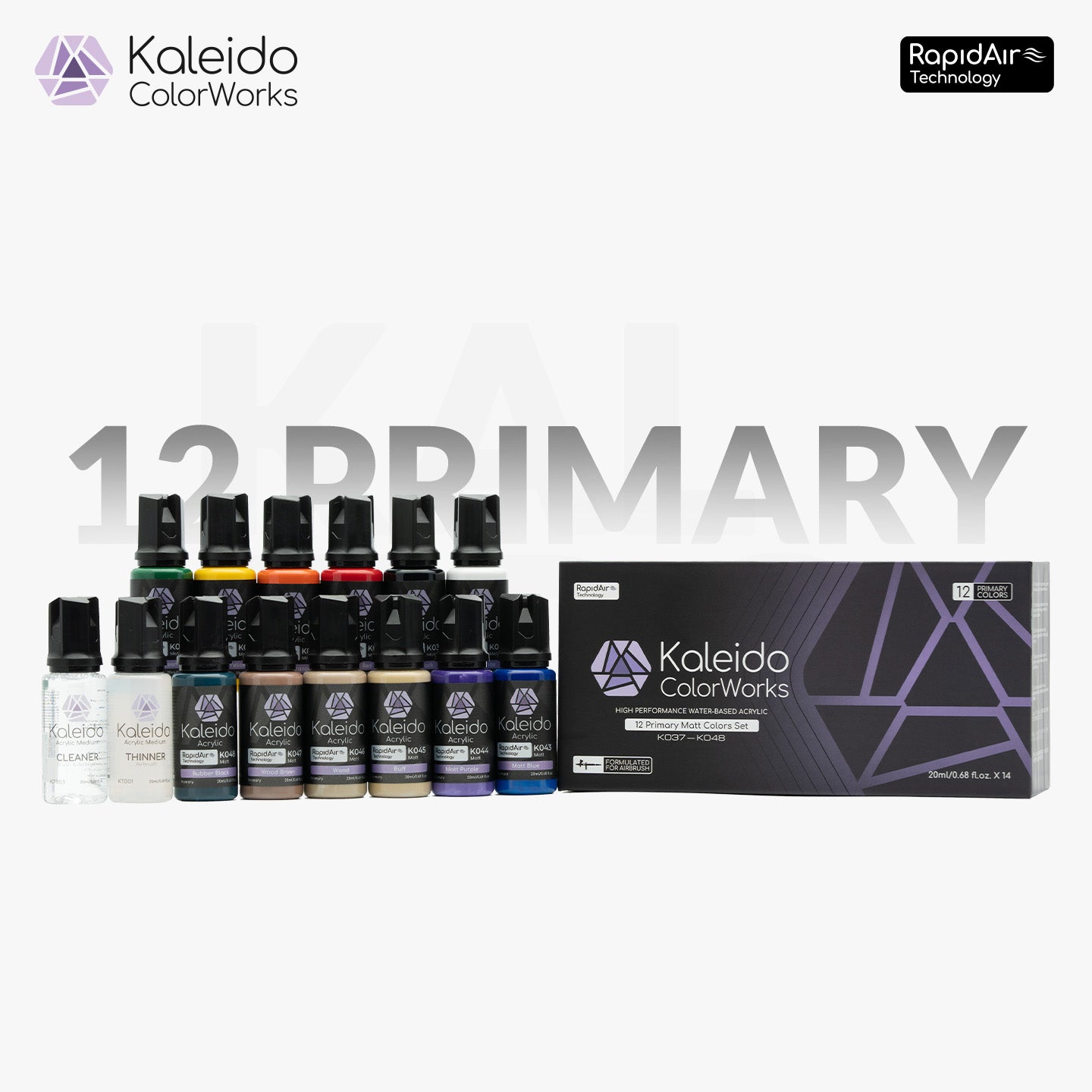 12 Matt Primary Colors Set