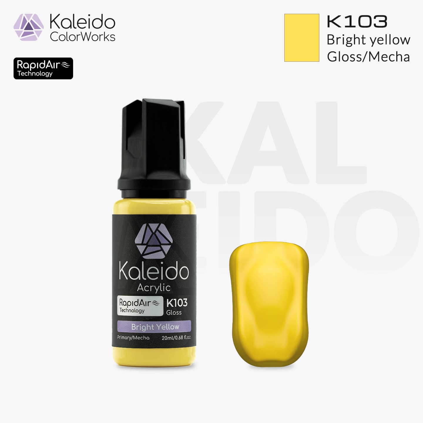 Kaleido Colorworks Water-Based Paint K103 Bright Yellow 20ml