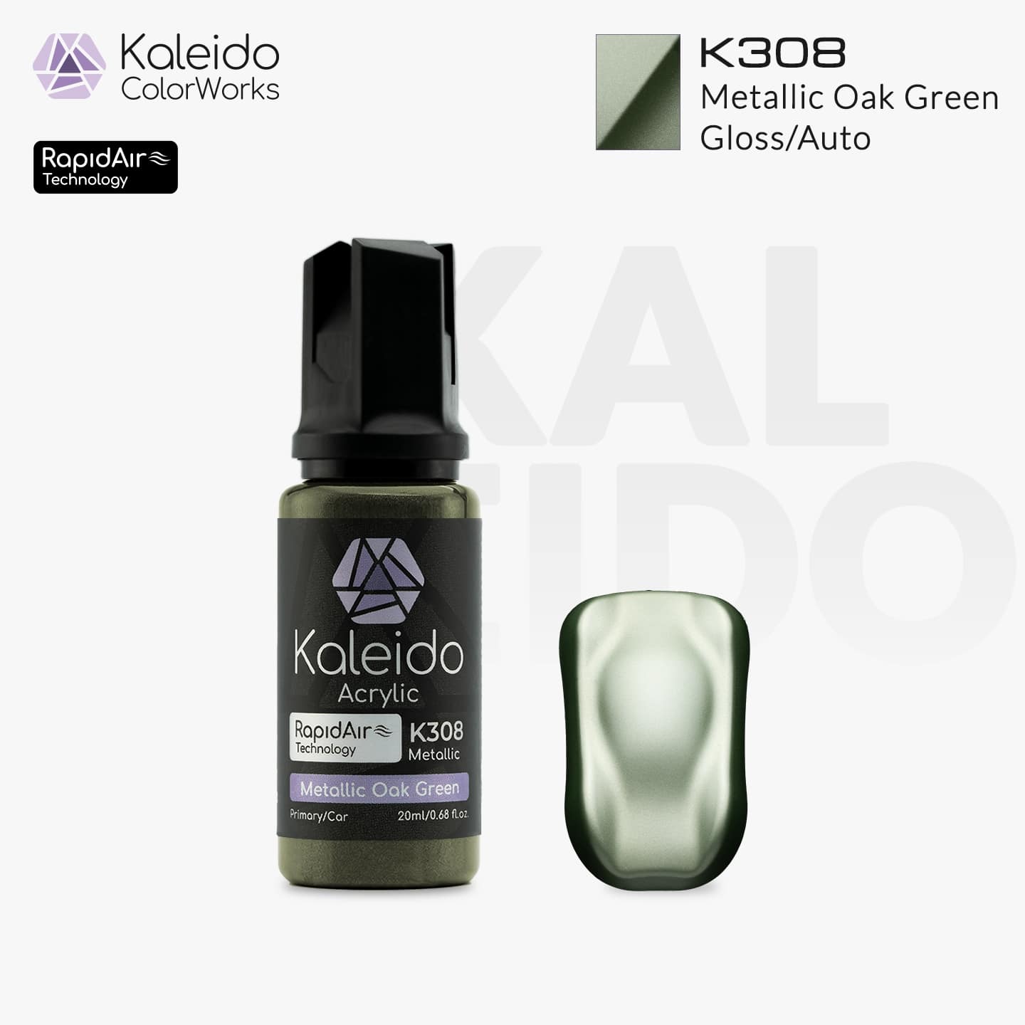 Kaleido Colorworks Water-Based Paint K308 Metallic Oak Green 20ml