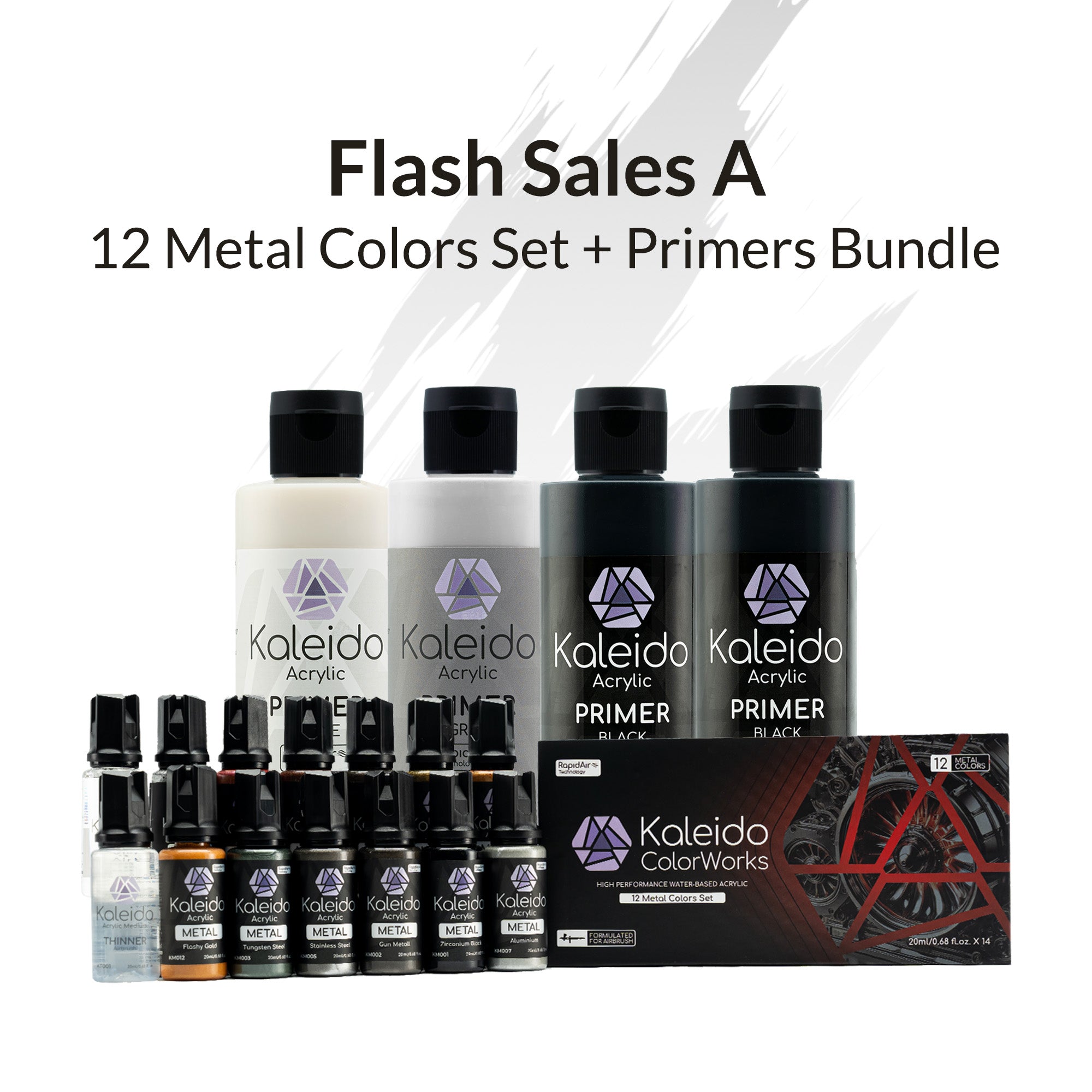 12 Metal Colors Set + Primers Bundle