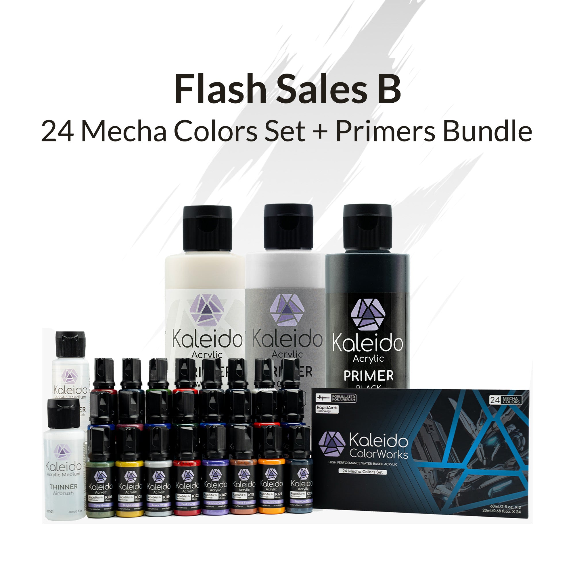 24 Mecha Colors Set + Matt Primers Bundle