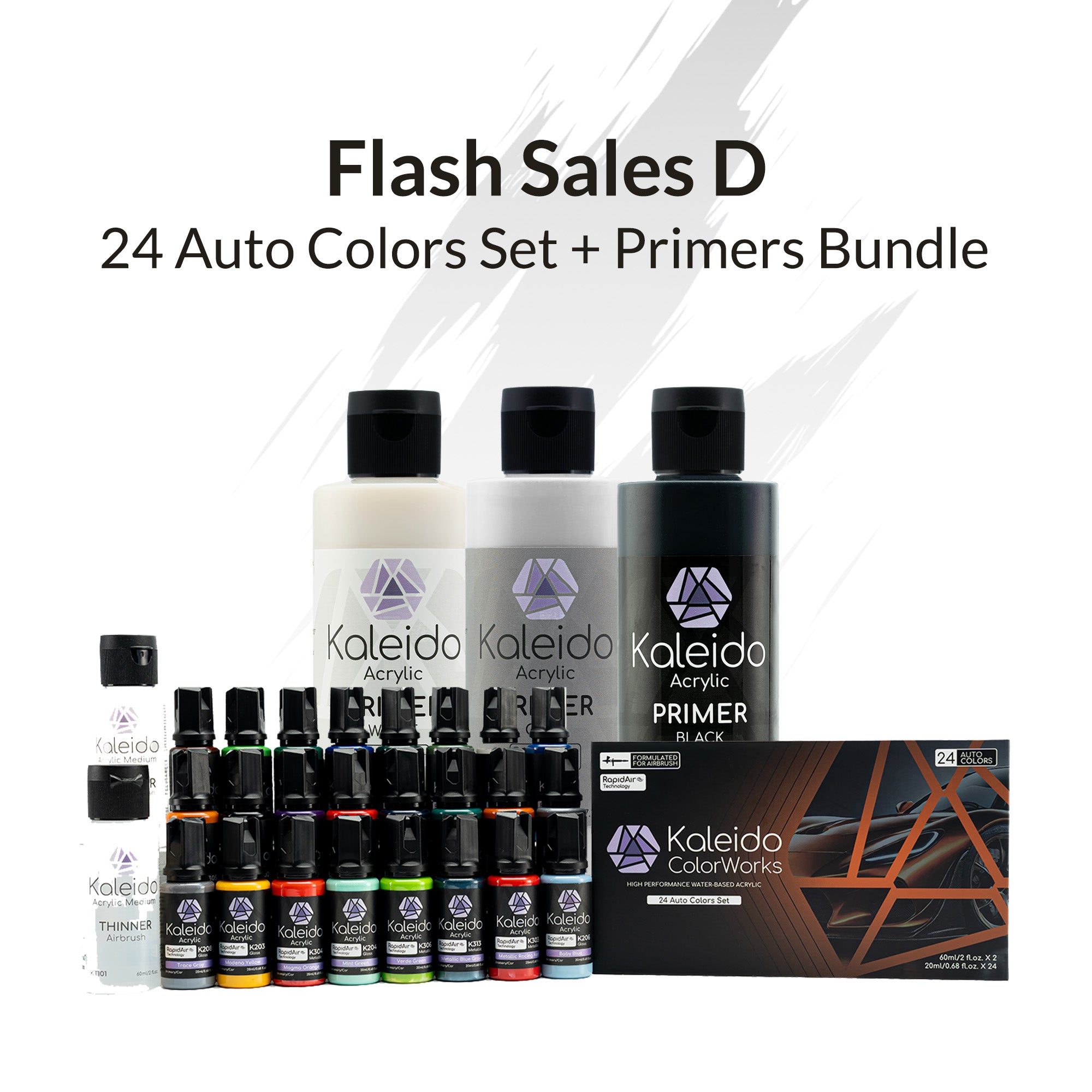 24 Auto Colors Set + Matt Primers Bundle