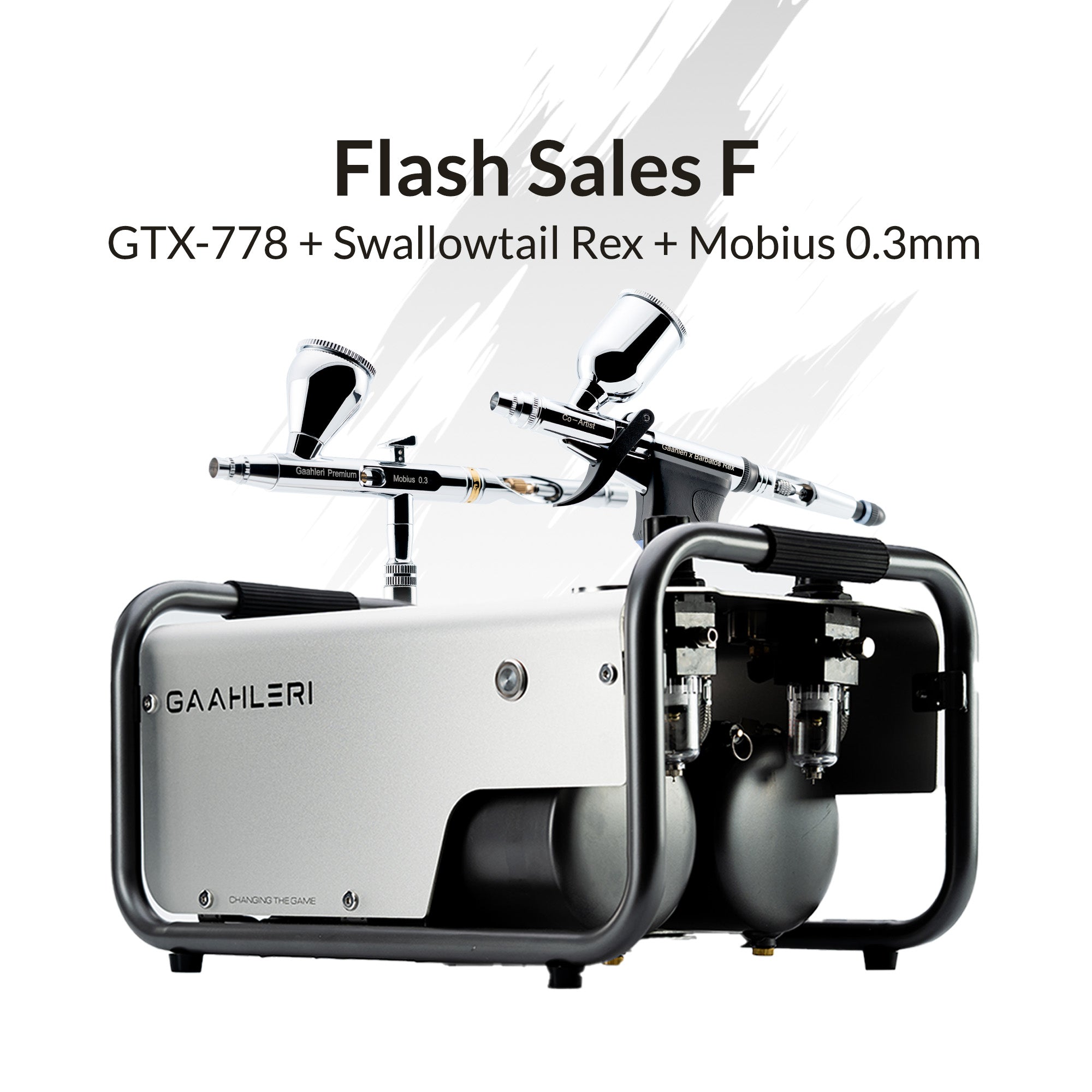 GTX-778 Compressor + Swallowtail Rex Ver. and Mobius 0.3 Airbrush Bundle