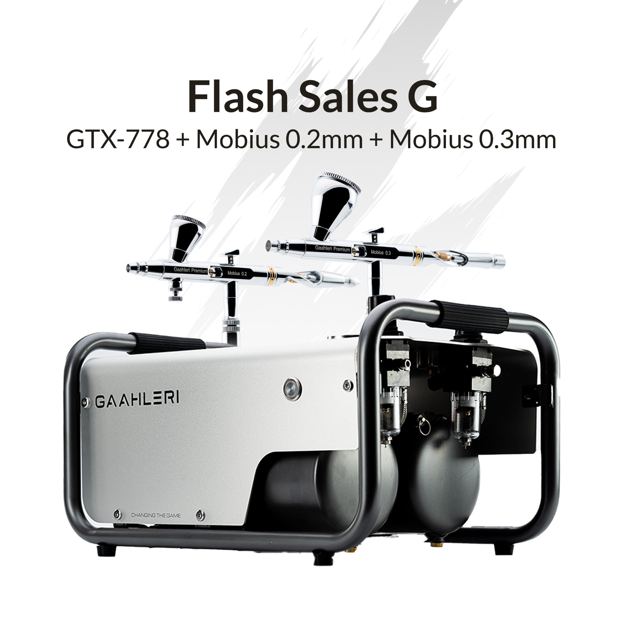 GTX-778 Compressor + Mobius 0.2 and Mobius 0.3 Airbrush Bundle