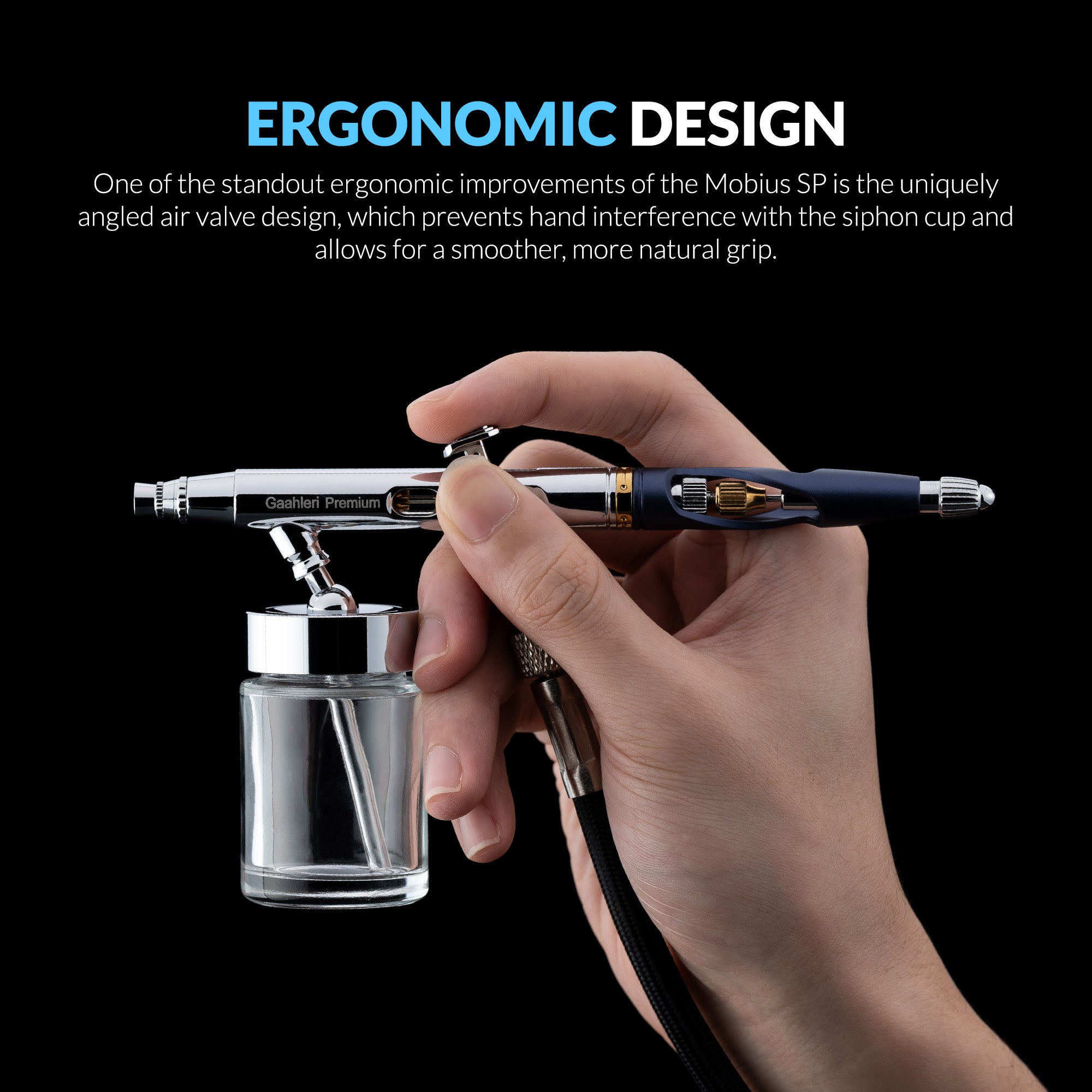 Premium Series GHPM-Mobius SP + Siphon Cup Set + Gaahleri Airbrush Holder Bundle
