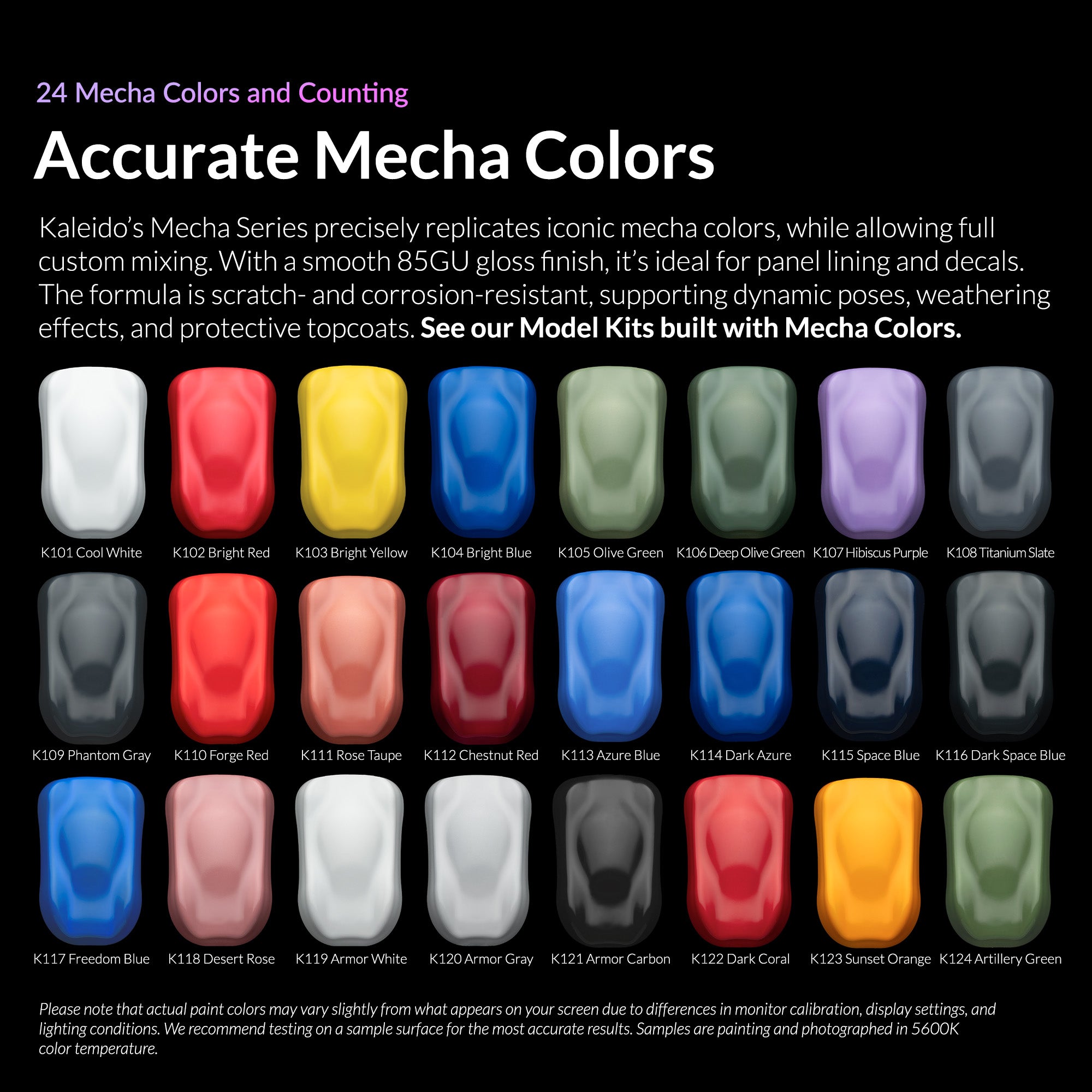 Kaleido Colorworks Water-Based Paint 24 Mecha Colors Set – Gaahleri