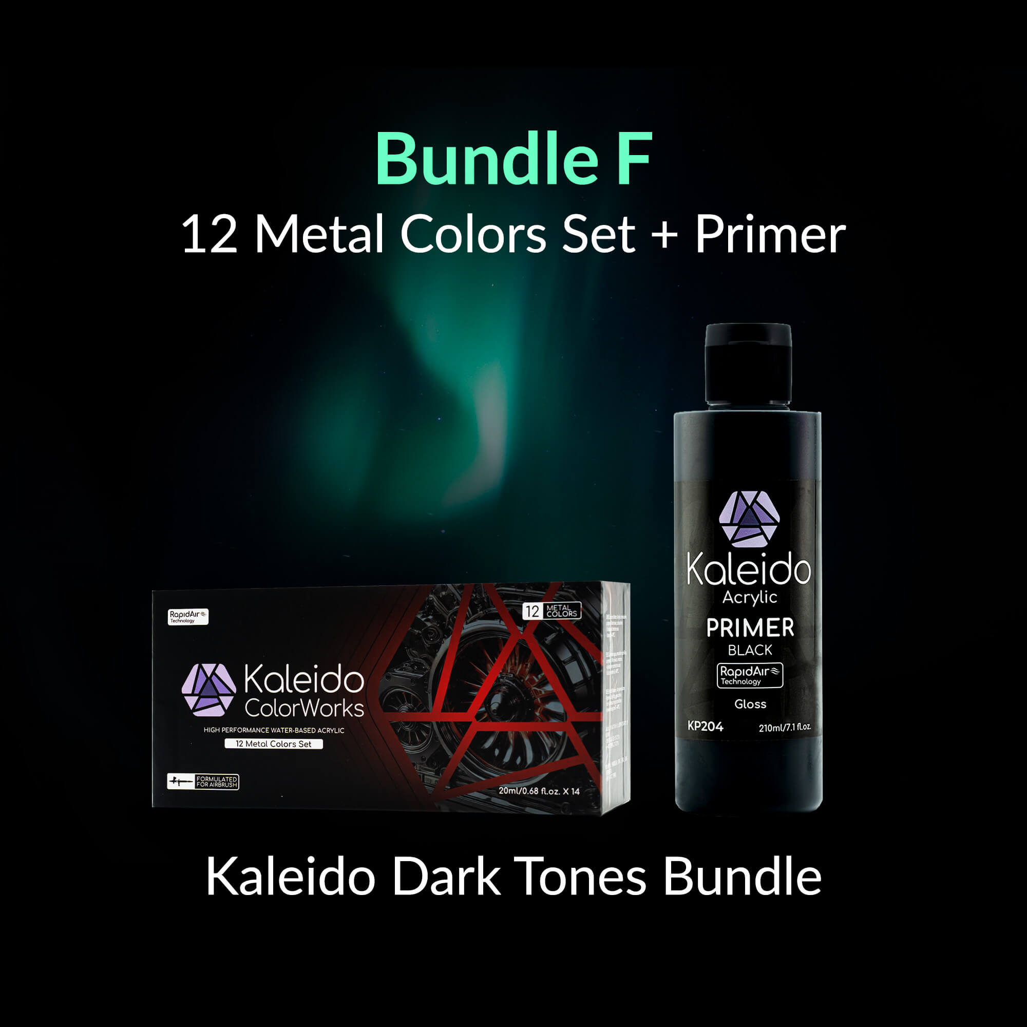 12 Metal Colors Set + KP204 Gloss Black Primer Bundle