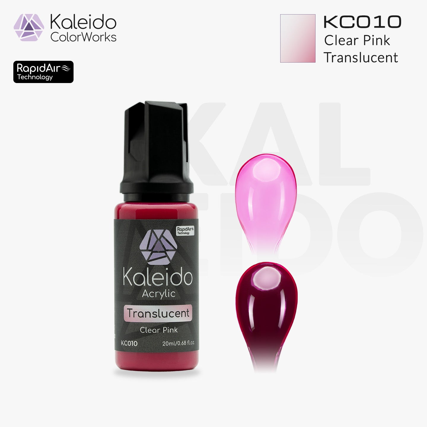 Translucent Pink Color Paint Kaleido Colorworks Water-Based Paint KC010 Translucent Pink 20ml – Gaahleri