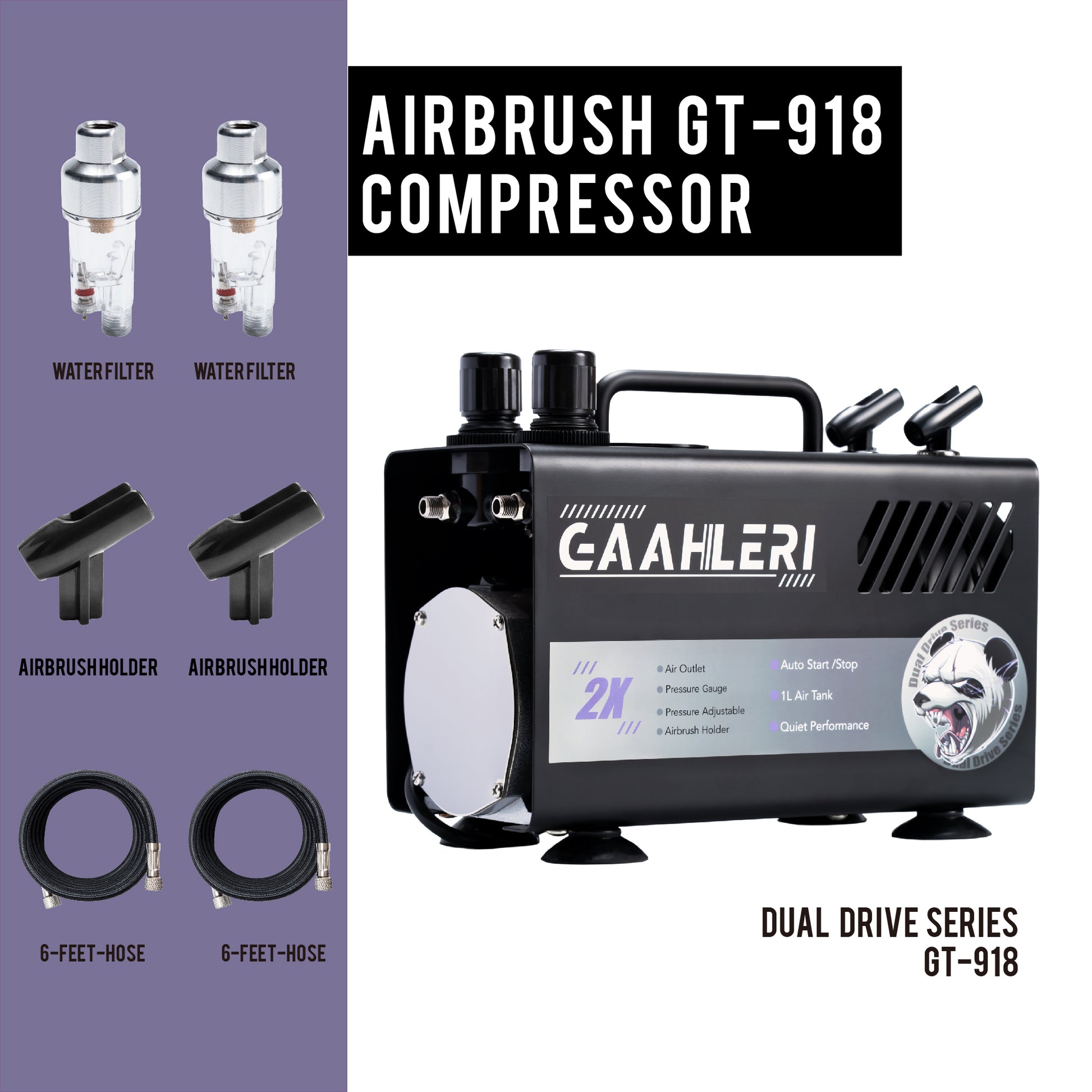 Gaahleri Airbrush Kit, Airbrush Gun Dual-Action Gravity 1/2 & 1/4 oz Fluid  Cu
